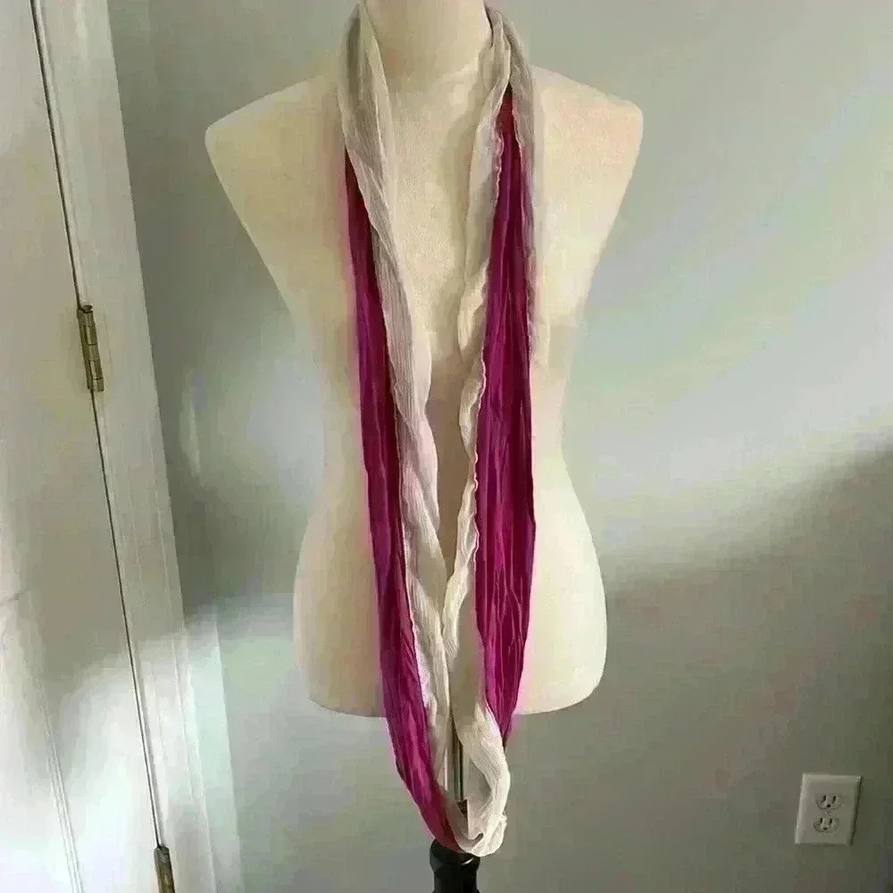 Pink and cream infinity scarf
